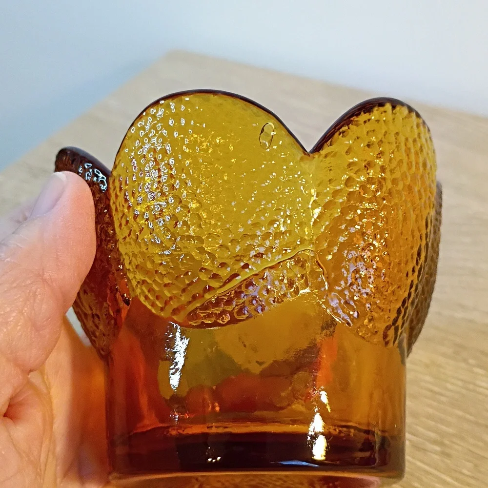 Viking Amber Gold Pressed Flower Tea Light Holder